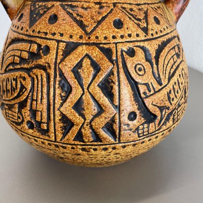 XXL Colorful Pottery Fat Lava Maya Tiki Vase from Jasba