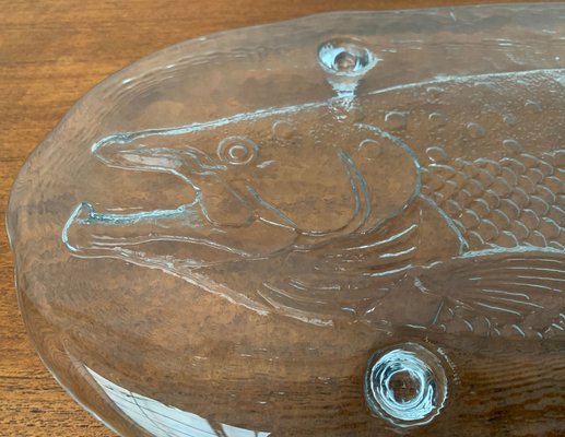 Large Vintage Swedish Glass Fish Plate from Pukeberg Glass for