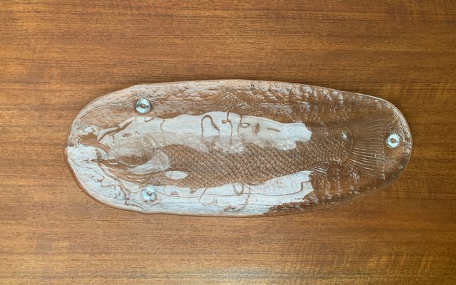 Large Vintage Swedish Glass Fish Plate from Pukeberg Glass Large Vintage Swedish Glass Fish Plate from Pukeberg Glass