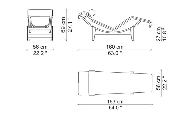 Le Corbusier, A Le Corbusier LC4 chaise lounge, Cassina