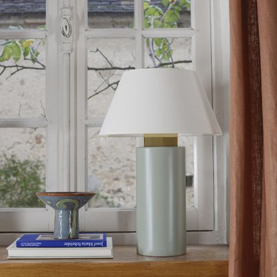 Modern high end brass table lamp with sage green shade — italian-lighting -center