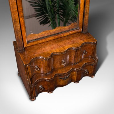 Antique English Victorian Walnut Bureau Mirror in the Style of