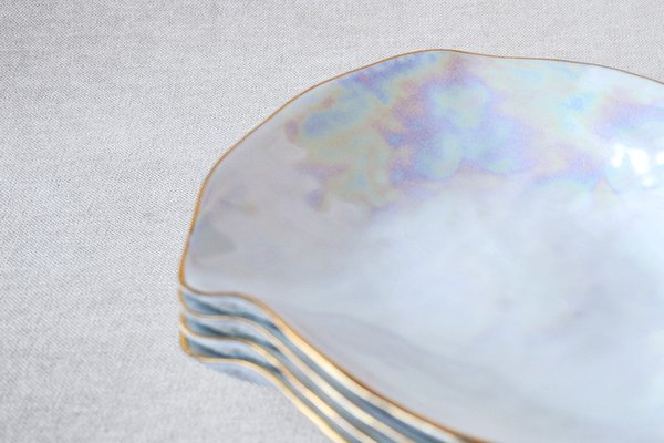Indulge N 5 Small Iridescent Handmade Porcelain Plates by Sarah