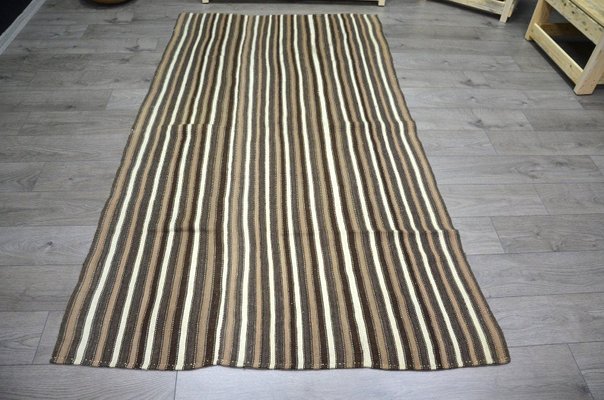 Stripe Design Brown Rug For At Pamono, Brown And White Striped Rug