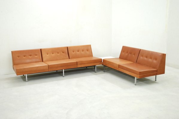 Cognac Leather Modular Sofa Set By George Nelson For Herman Miller 1968