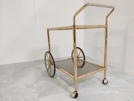 Brass Faux Bamboo Drinks Trolley, 1970s for sale at Pamono