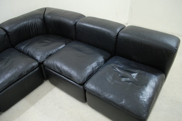 Modular Black Cube Design Wk 550 Leather Sofa By Ernst Martin
