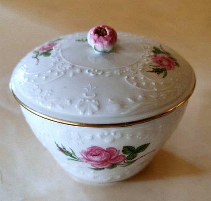 Meissen Porcelain Pink Roses and Embossed Decorations Coffee