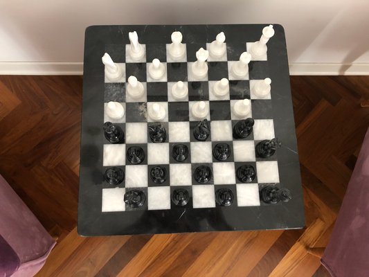 Black and white marble chess set cheap