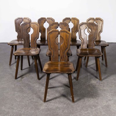 Dining Chair 1950s Set, Cut Out Back Dining Chairs