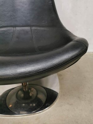 Sedia girevole in pelle nera di Ikea in vendita su Pamono