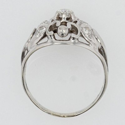 Anello Art Deco in oro bianco a 18 carati Francia anni 30 in vendita su Pamono