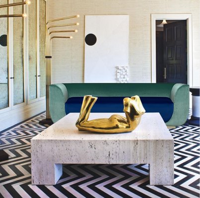 ABYSS Sofa in Mint and Ocean Blue Velvet from Kabinet