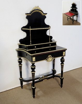 Small black sales secretary desk