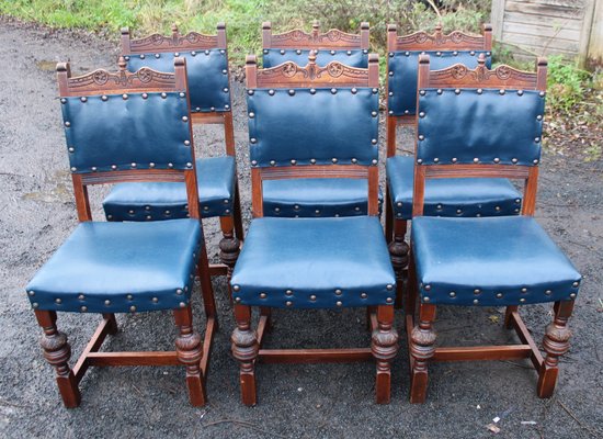 Blue Leather Mahogany Dining Chairs, Blue Leather Dining Chairs Images