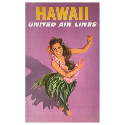 United Airlines to Hawaii travel poster 