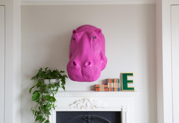 Pink Hippo Head Fiberglass for sale at Pamono