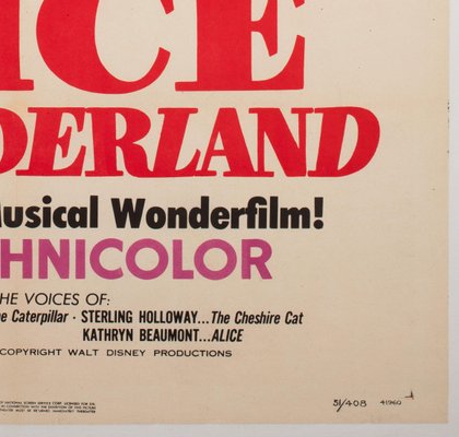 Alice in Wonderland Film Poster, 1951 for sale at Pamono