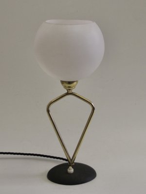 Mid Century French Table Lamp With, Table Lamps With White Glass Shades