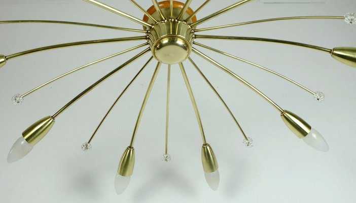 Big Mid Century Austrian Brass Sputnik Spider Ceiling Lamp by