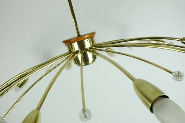 Big Mid Century Austrian Brass Sputnik Spider Ceiling Lamp by