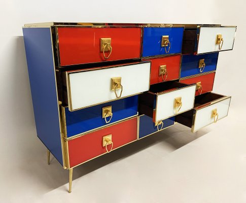 White Red and Blue Chest of Drawers 1970s for sale at Pamono