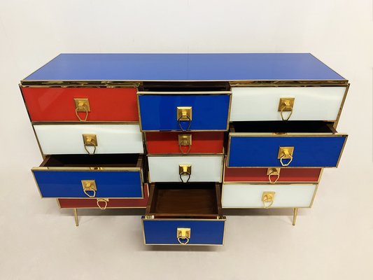 White Red and Blue Chest of Drawers 1970s for sale at Pamono