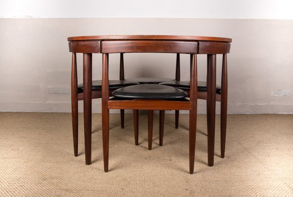 Danish Teak Extendable Dining Table, Round Dining Table With Chairs That Fit Underneath