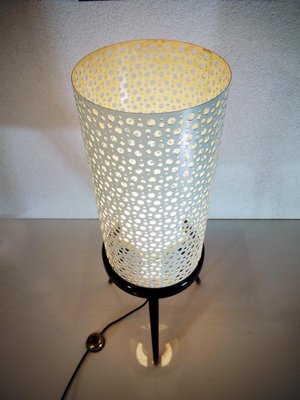 Perforated Metal Floor Lamp in Black and White in the Style of Stilnovo Italy 1950s