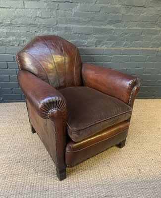 French Leather Nomandy Club Chair With, Club Chair Leather Uk