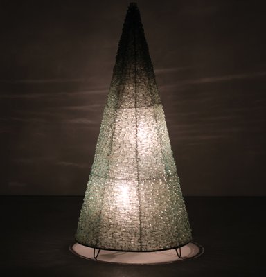Large Brutalist Glass Cone Floor Lamp, Tower Floor Lamp Glasses