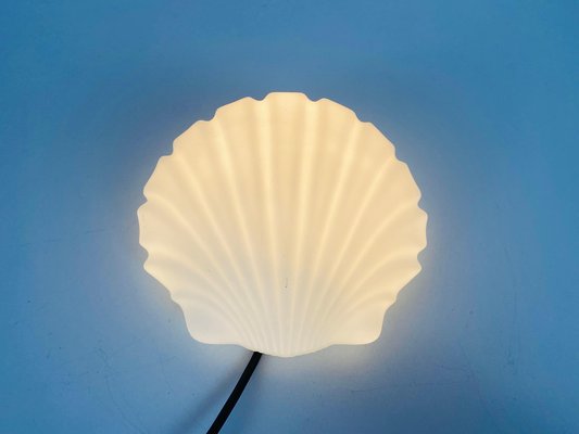 Mid Century Opaline Glass Shell Wall Lamp from Glash tte Limburg