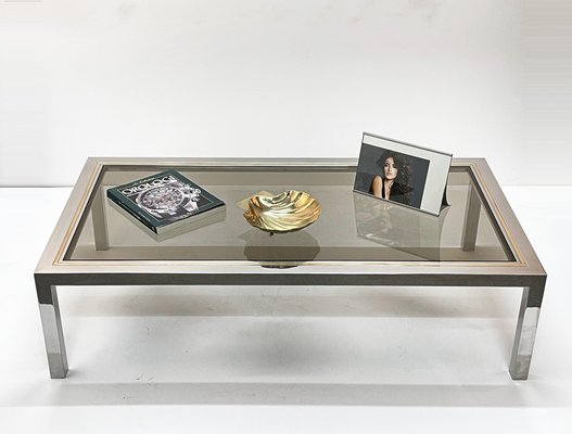 Italian Brass Chrome And Glass Rectangular Coffee Table 1970s For At Pamono Glass Rectangular Coffee Table 1970s, Extra Large Rectangular Glass Coffee Table