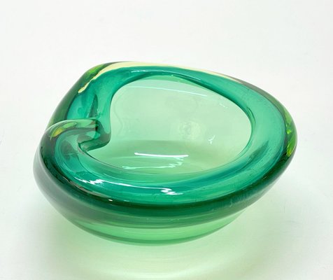 Mid-Century Italian Green Sommerso Murano Glass Decorative