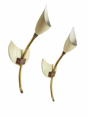 Mid Century Italian Brass Enamelled Aluminum Tulip Sconces from GCME 1950s Set of 2 for sale at Pamono