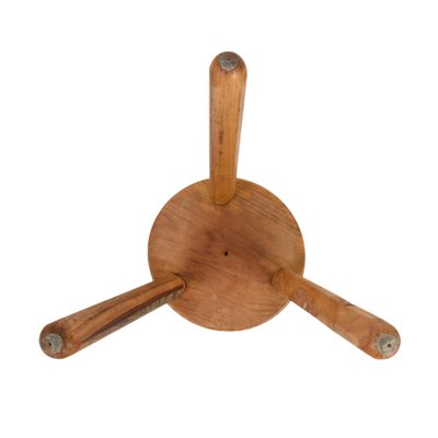 Mid-Century French Modern Wooden Tripod Stool in the style of