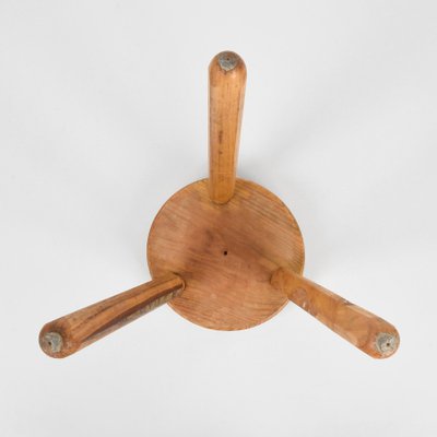 Mid-Century French Modern Wooden Tripod Stool in the style of
