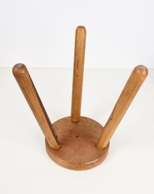 Mid-Century French Modern Wooden Tripod Stool in the style of
