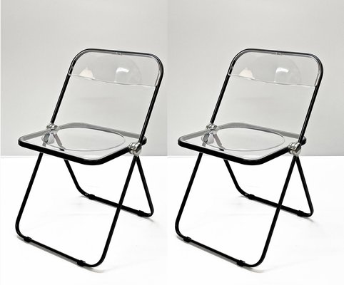 Black and Transparent Plia Chairs by Giancarlo Piretti for Black and Transparent Plia Chairs by Giancarlo Piretti for