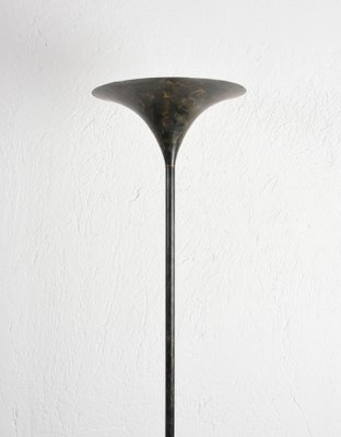 Mid Century Italian Black Aluminum Tulip Floor Lamp with Gold Finishes 1970s for sale at Pamono
