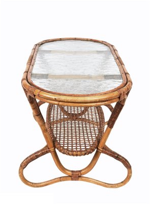 Small wicker table with glass top top