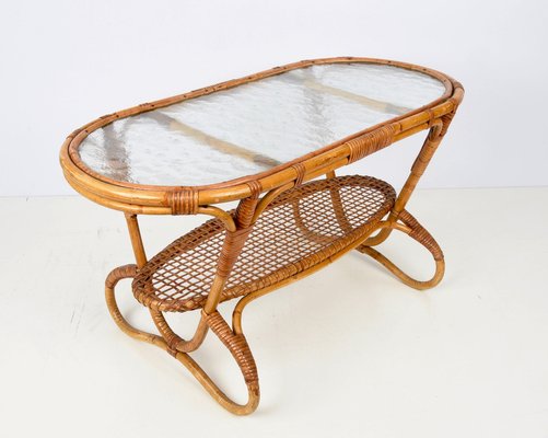 Oval bamboo on sale coffee table
