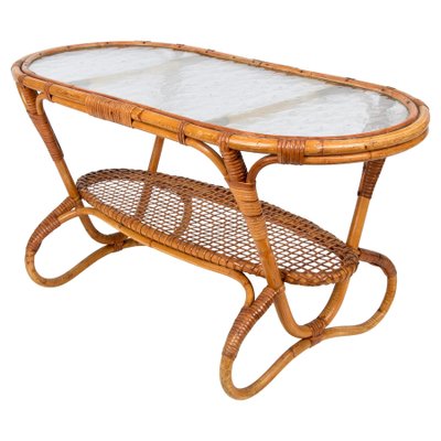 Oval bamboo on sale coffee table