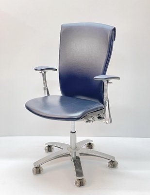 Aluminium and Italian Blue Leather Life Office Chair by Formway