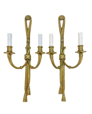 19th Century Louis XVI Style Knot and Tassel Candle Wall Lights