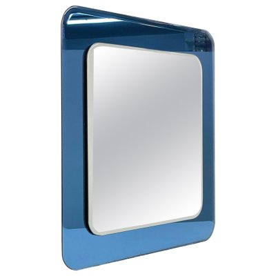 Mid-Century Italian Blue Glass Framed Mirror Mid-Century Italian Blue Glass Framed Mirror