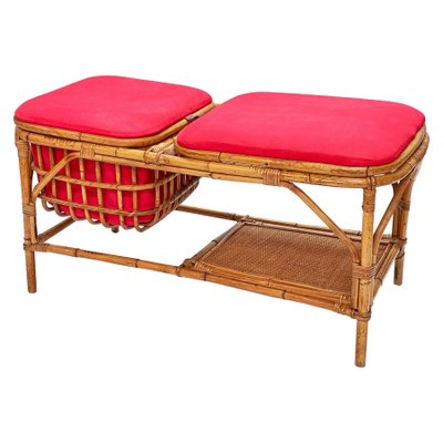 Bamboo rattan hot sale bench