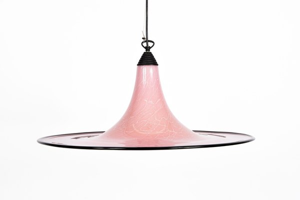 Mid-Century Pink and Black Murano Glass Pendant Light from Seguso
