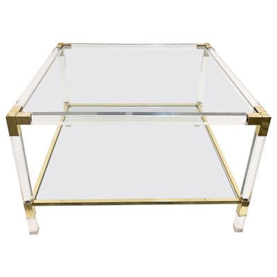 Acrylic brass on sale coffee table