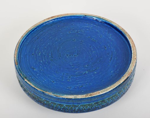 Mid-Century Blue Glazed Ceramic Ashtray by Aldo Londi for Bitossi